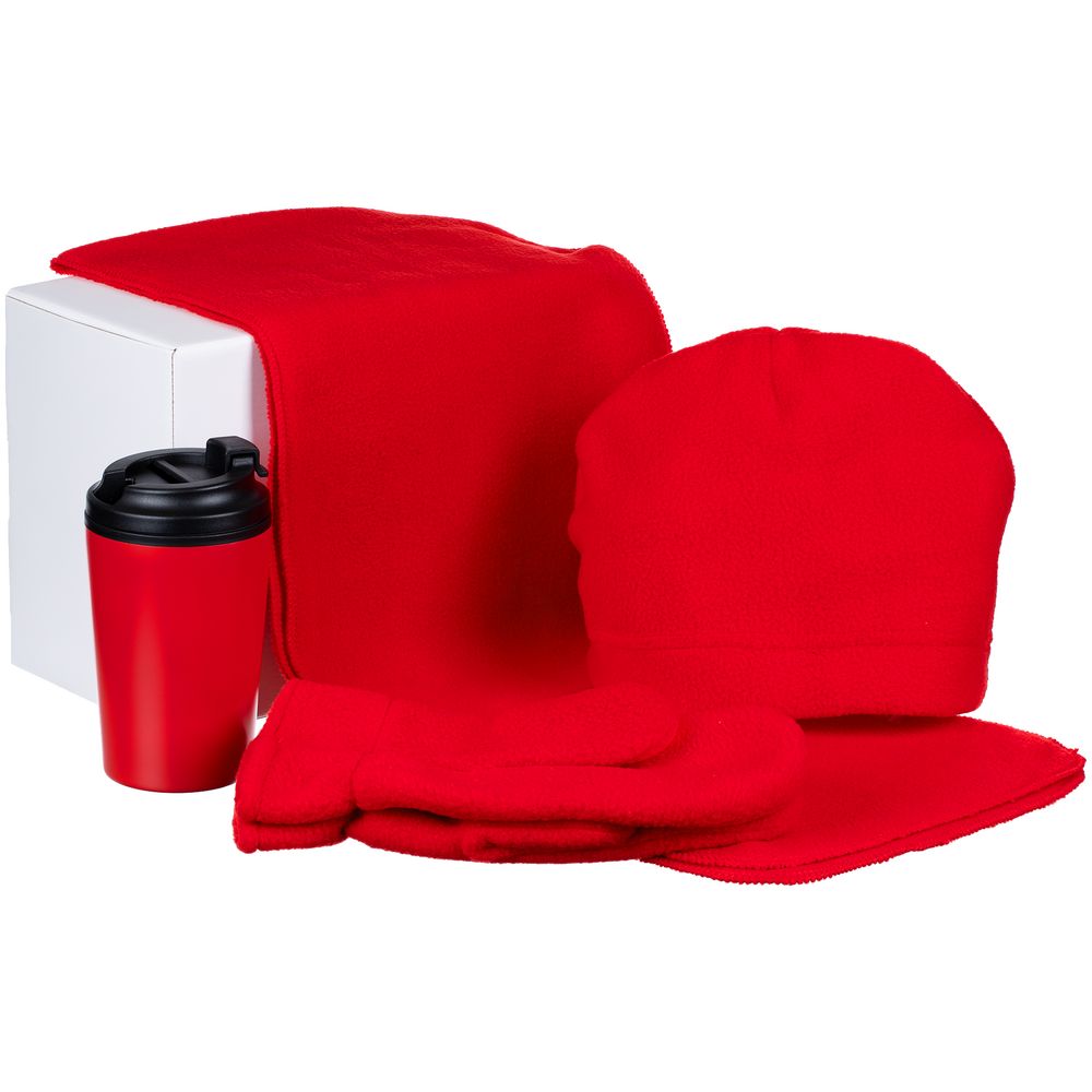 картинка Набор Fleecy с термостаканом, красный от магазина