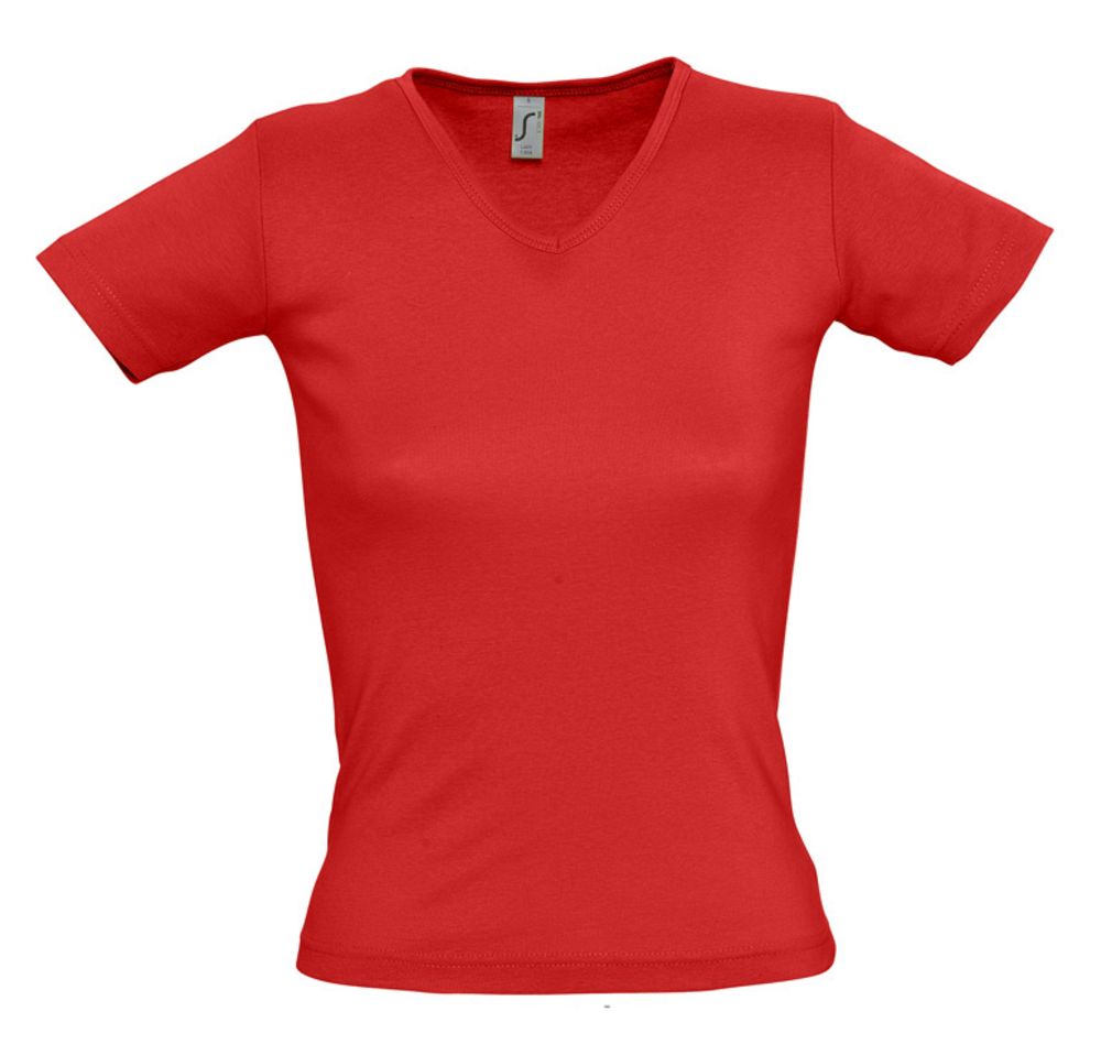 картинка Футболка женская Lady 220 с V-образным вырезом, красная от магазина
