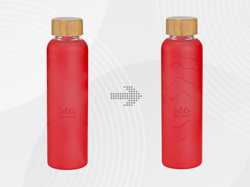 картинка Стеклянная бутылка с бамбуковой крышкой Foggy,  с УФ-печатью от магазина