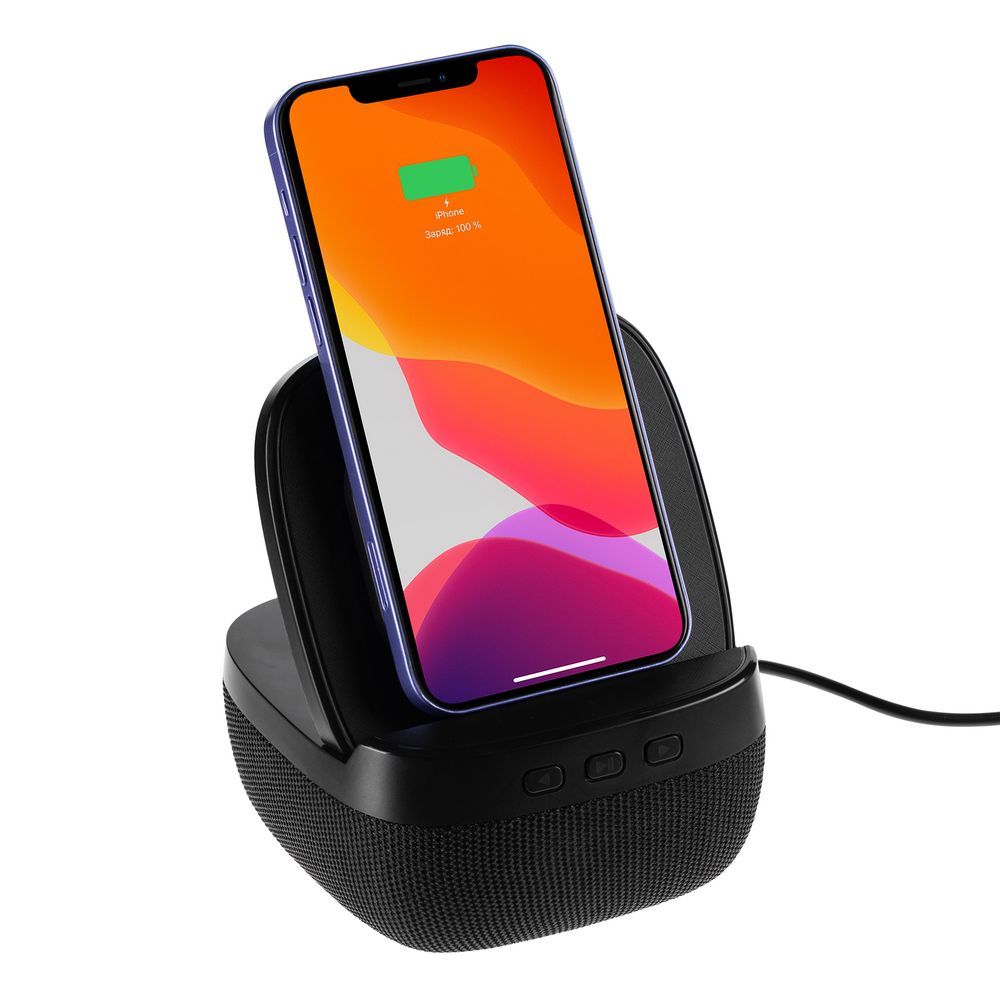 картинка Колонка c беспроводной зарядкой Esca, черная от магазина