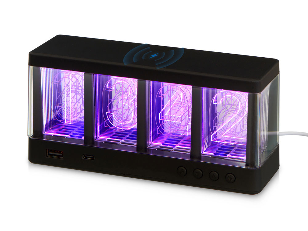 картинка Часы с LED-подсветкой и беспроводной зарядкой Cyber, 10 Вт от магазина