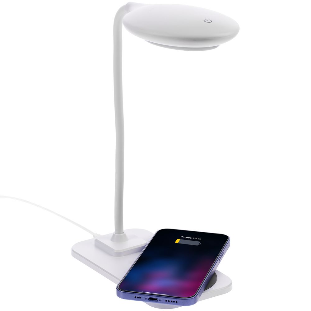 картинка Настольная лампа с беспроводной зарядкой Modicum, белая от магазина