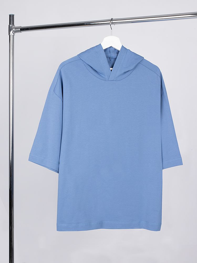 картинка Футболка оверсай унисекс с капюшоном Neofit, синяя от магазина