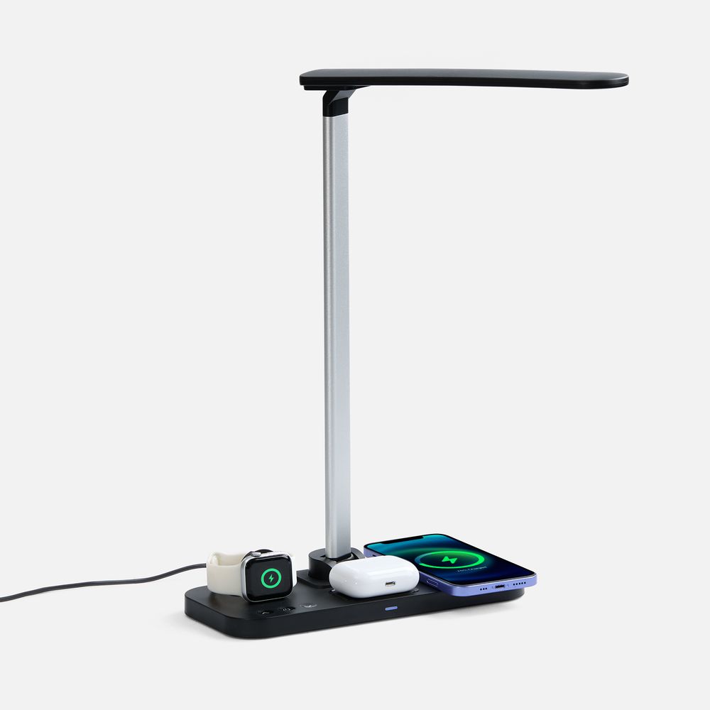 картинка Настольная лампа с беспроводной зарядкой Power Light, черная от магазина