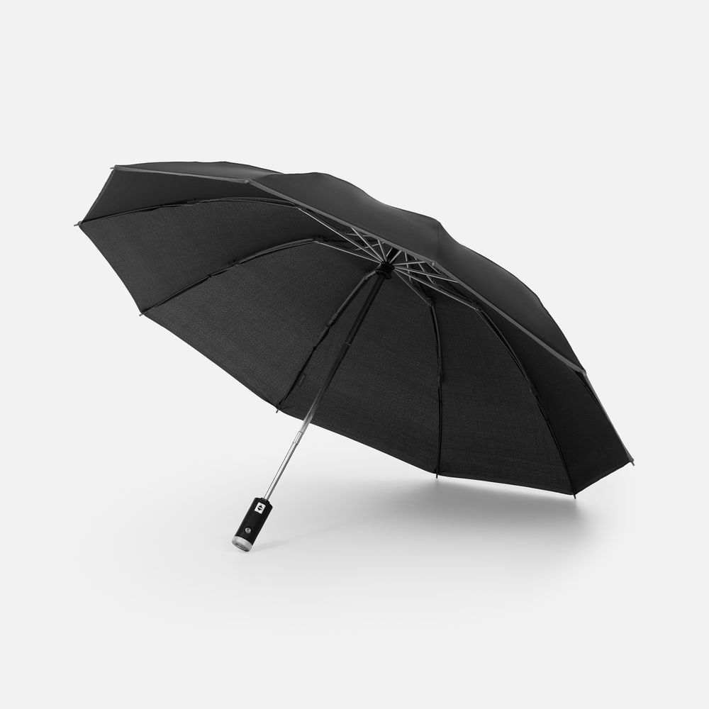 картинка Зонт обратного сложения Norsken с фонариком, черный от магазина