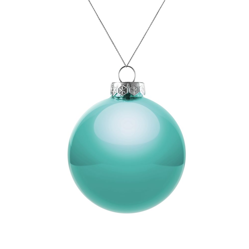 картинка Елочный шар Finery Gloss, 8 см, глянцевый бирюзовый от магазина