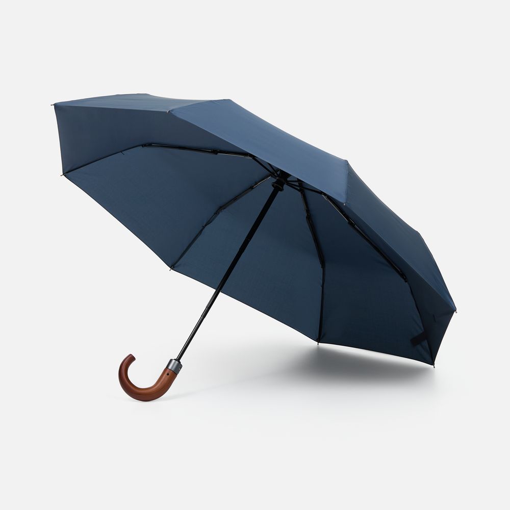 картинка Зонт складной Classic, темно-синий с темной ручкой от магазина