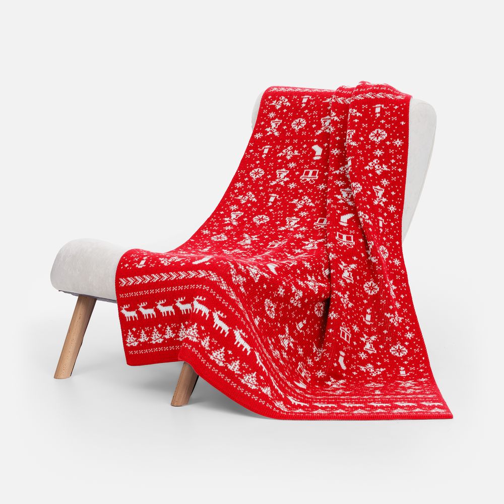 картинка Плед Holidale, красный с молочным от магазина