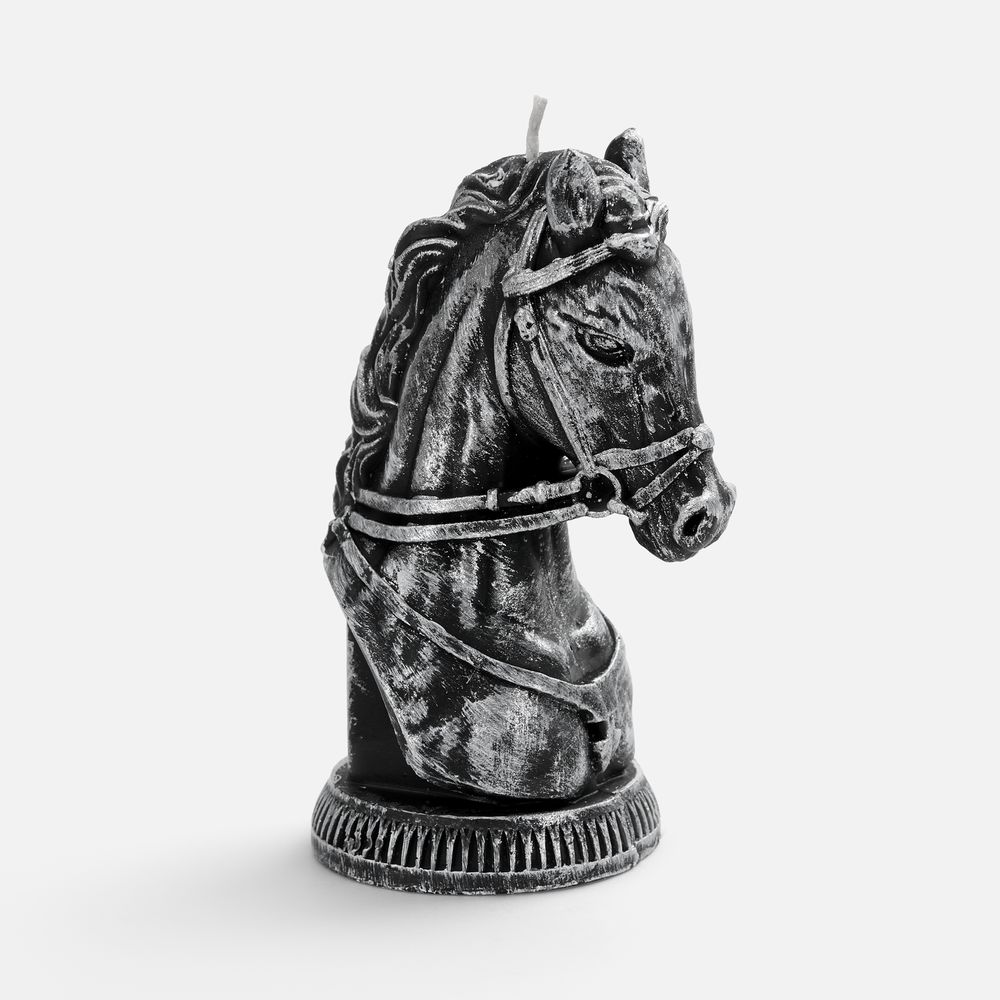 картинка Свеча фигурная «Бюст лошади», серебристая от магазина