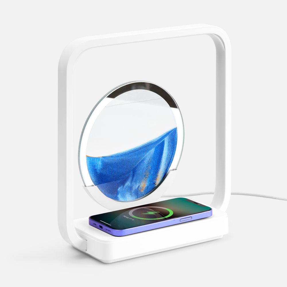 картинка Интерьерный светильник с беспроводной зарядкой Sandflow, белый от магазина