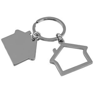 картинка Брелок "Домики"; 3х2,5х0,2 см; металл; лазерная гравировка от магазина