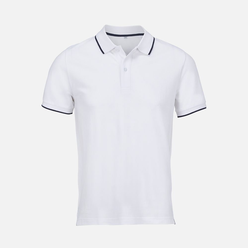 картинка Рубашка поло унисекс Palermo, белая с темно-синим от магазина